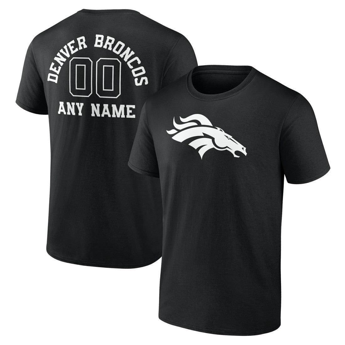 Denver Broncos Personalized Name & Number Monochrome T-Shirt - Black - NFL