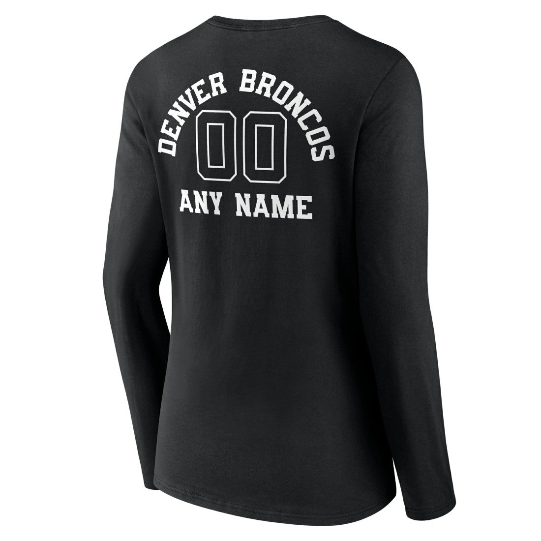 Denver Broncos Women's Personalized Name & Number Monochrome Long Sleeve V-Neck T-Shirt - Black - NFL