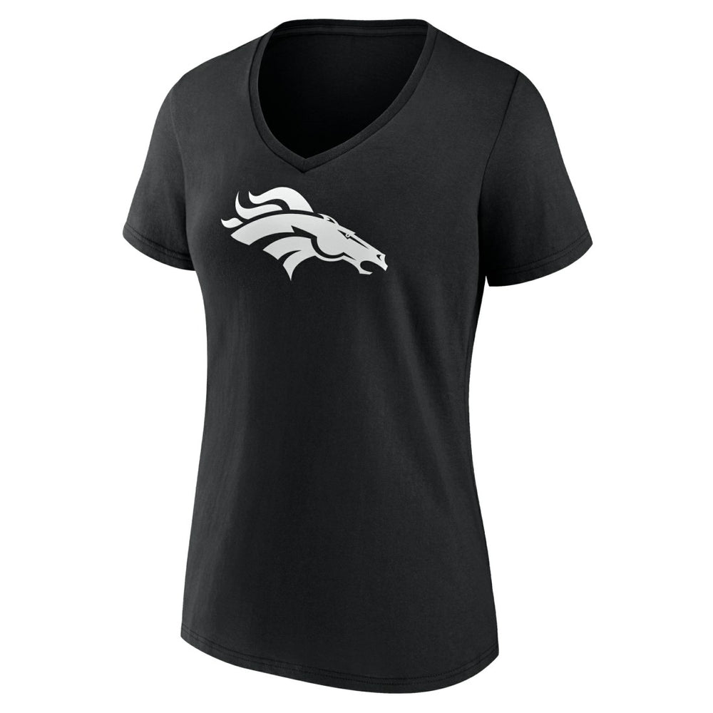 Denver Broncos Women's Personalized Name & Number Monochrome V-Neck T-Shirt - Black - NFL
