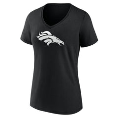 Denver Broncos Women's Personalized Name & Number Monochrome V-Neck T-Shirt - Black - NFL