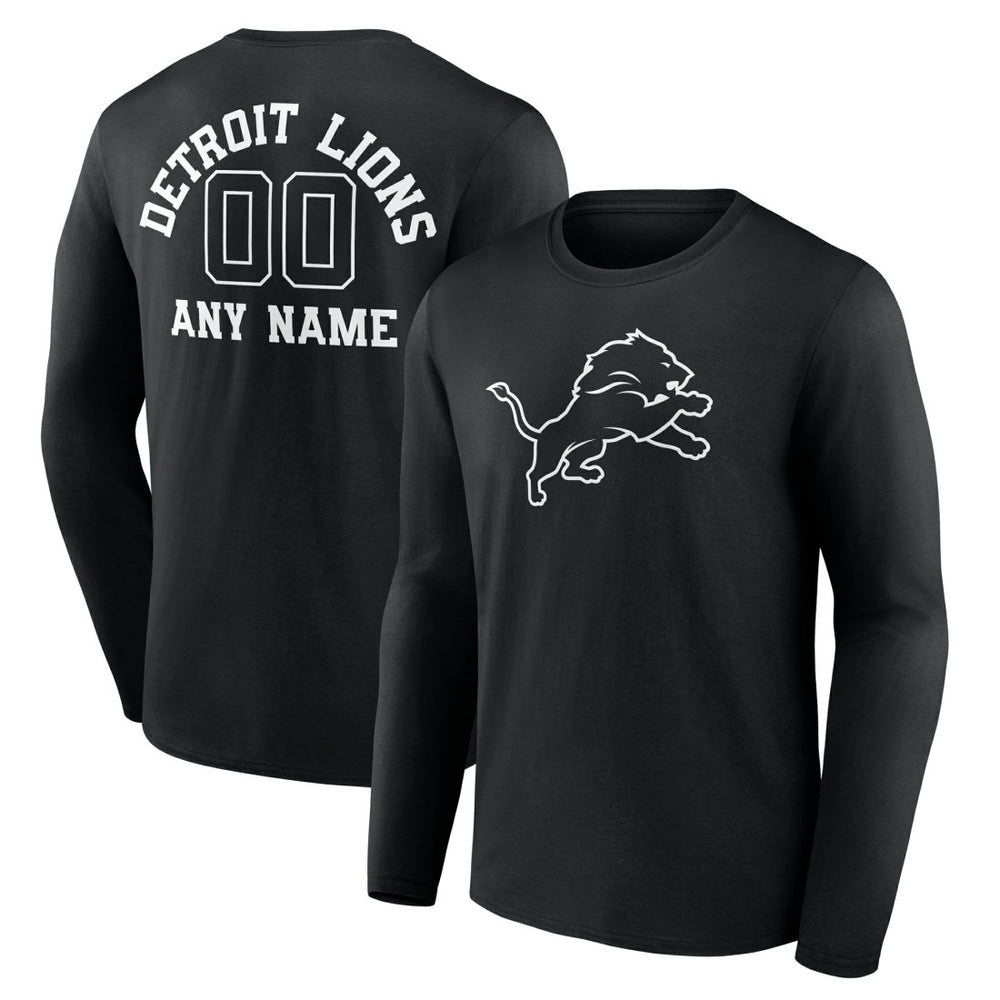 Detroit Lions Personalized Name & Number Monochrome Long Sleeve T-Shirt - Black - NFL