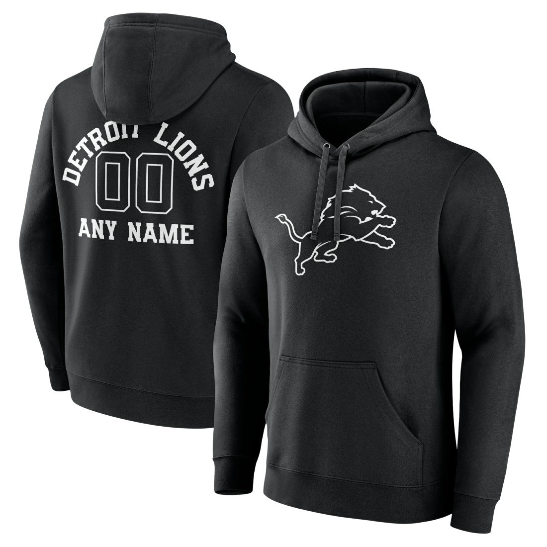 Detroit Lions Personalized Name & Number Pullover Hoodie - Black - NFL