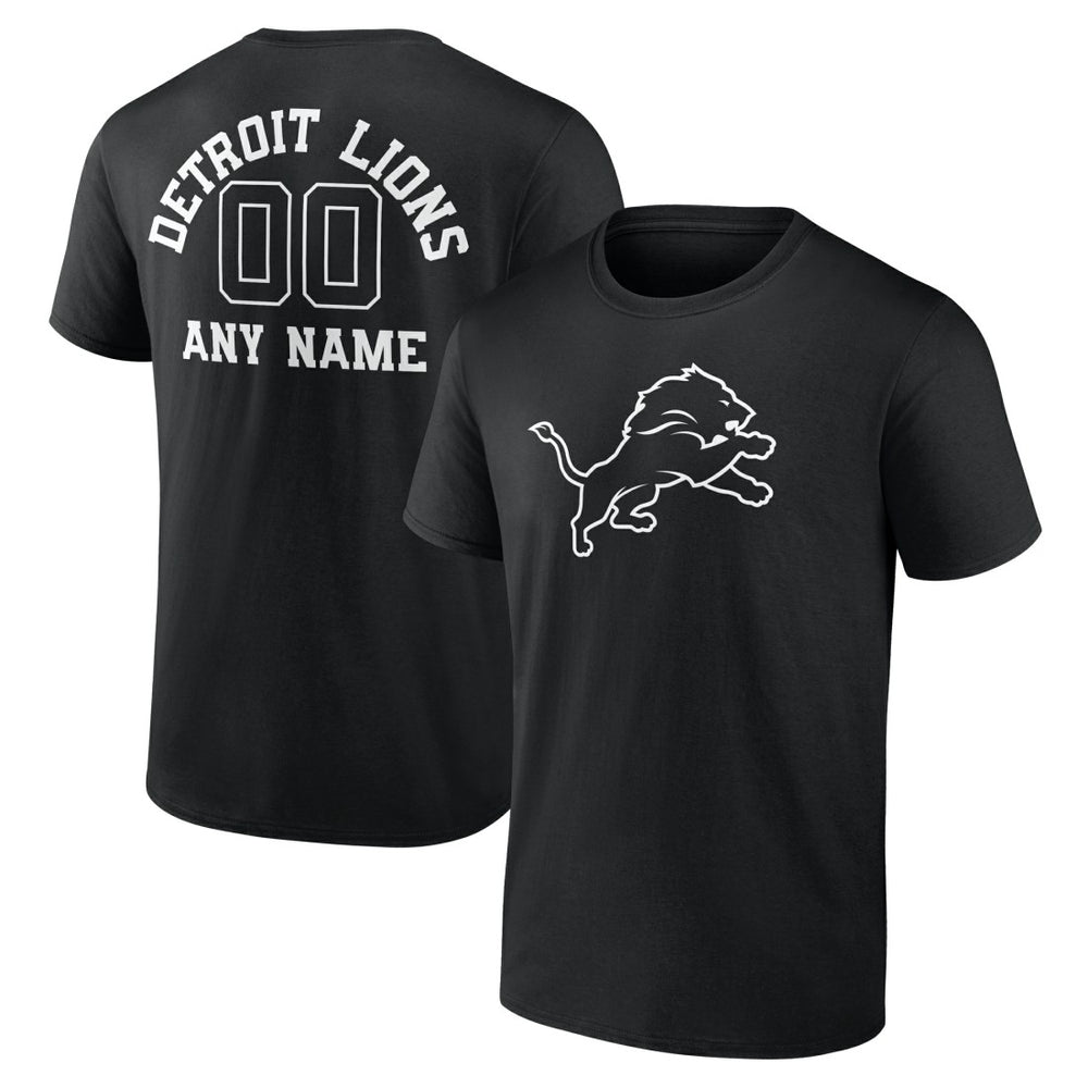 Detroit Lions Personalized Name & Number Monochrome T-Shirt - Black - NFL