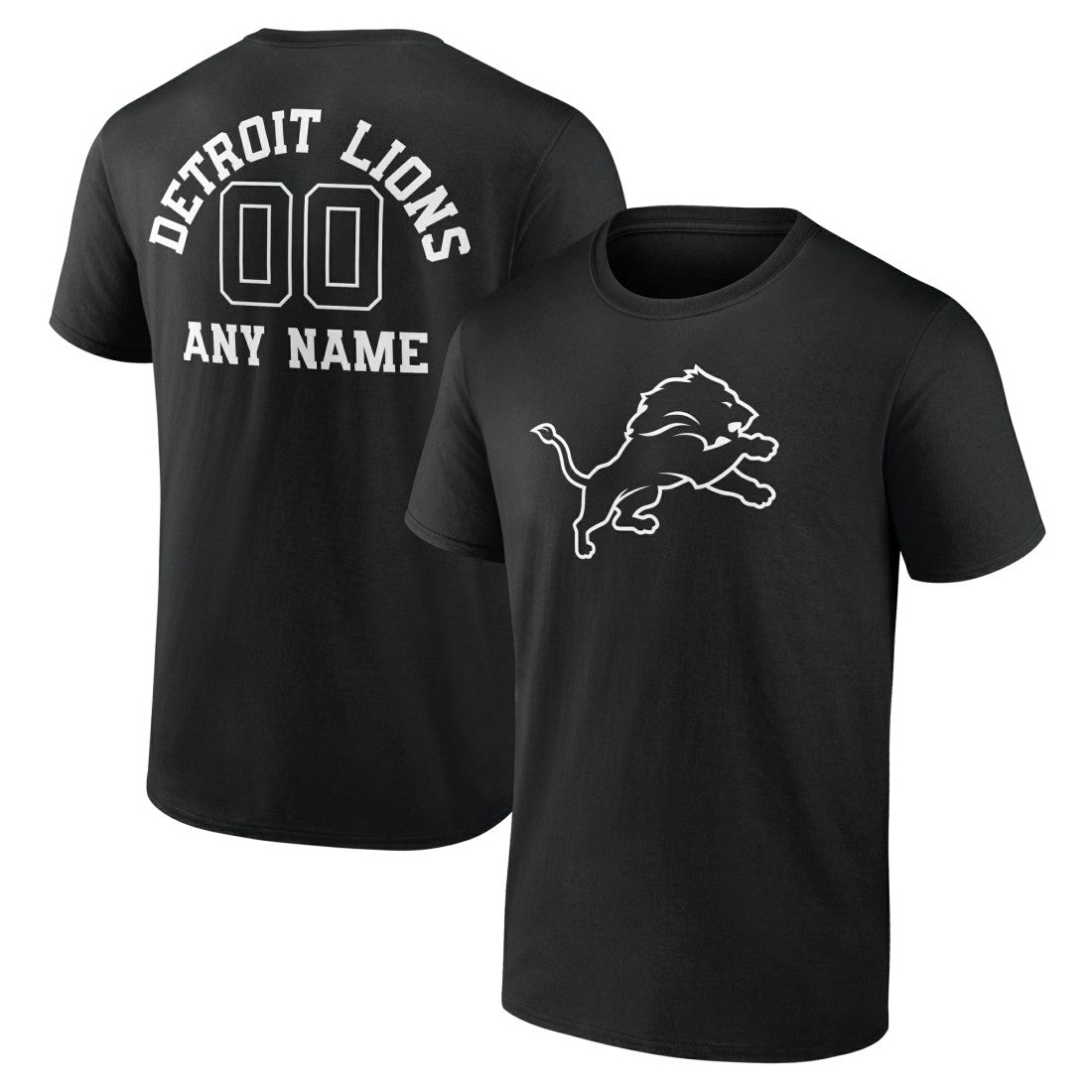 Detroit Lions Personalized Name & Number Monochrome T-Shirt - Black - NFL