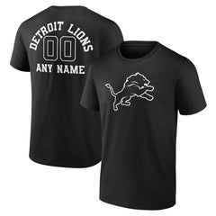 Detroit Lions Personalized Name & Number Monochrome T-Shirt - Black - NFL