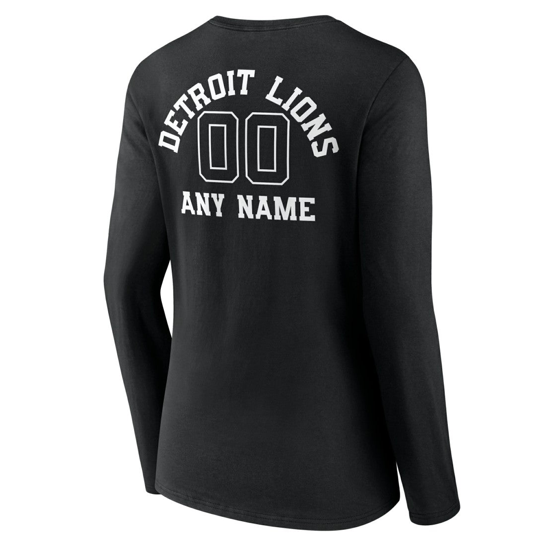 Detroit Lions Women's Personalized Name & Number Monochrome Long Sleeve V-Neck T-Shirt - Black - NFL