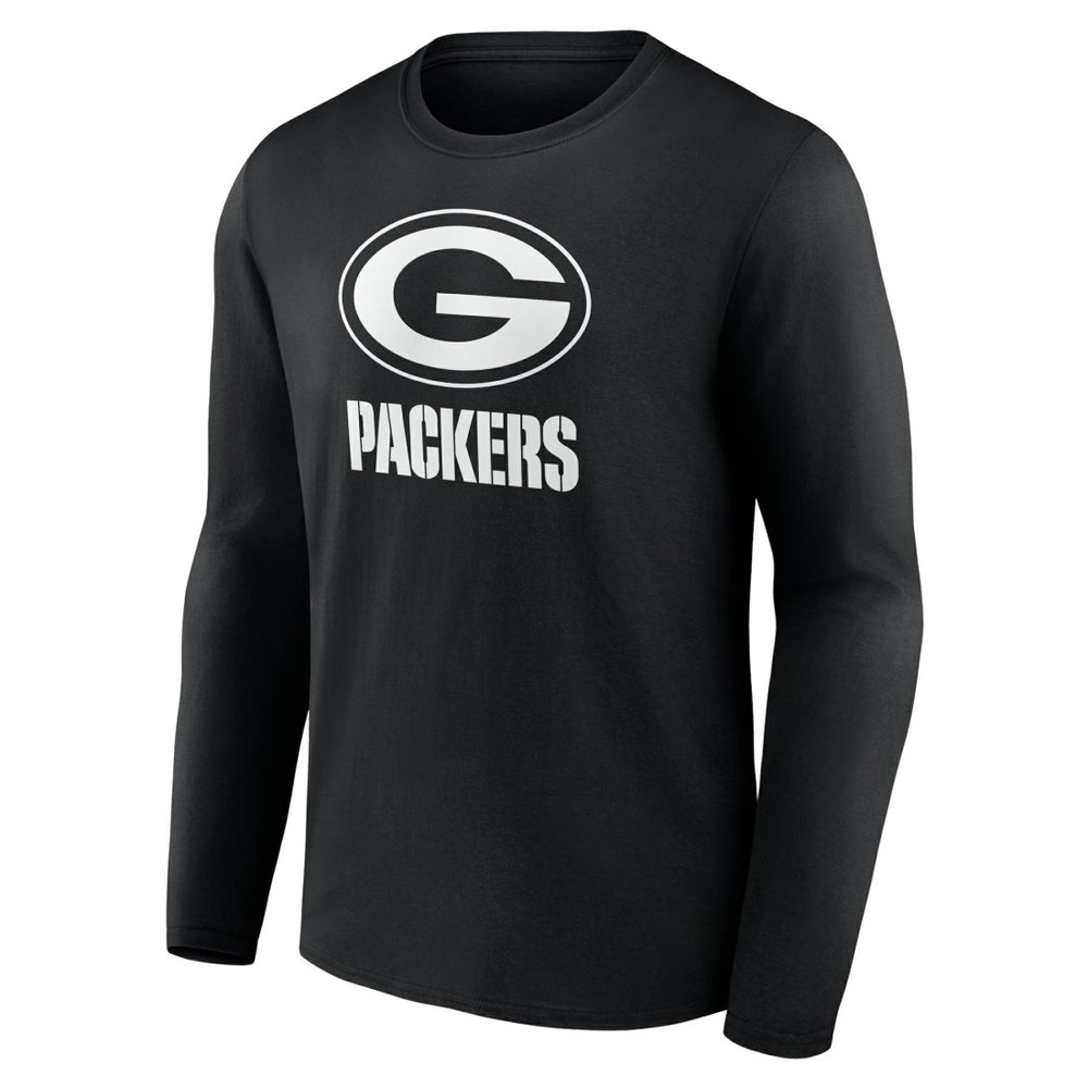 Green Bay Packers Personalized Name & Number Monochrome Long Sleeve T-Shirt - Black - NFL