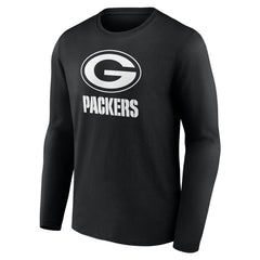 Green Bay Packers Personalized Name & Number Monochrome Long Sleeve T-Shirt - Black - NFL