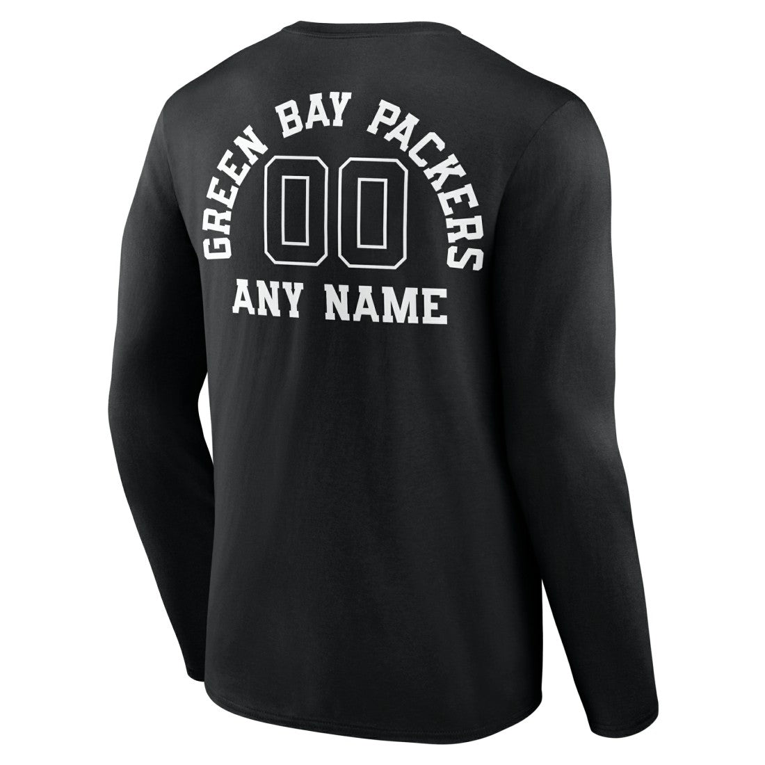 Green Bay Packers Personalized Name & Number Monochrome Long Sleeve T-Shirt - Black - NFL