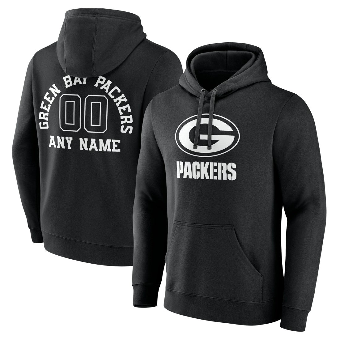 Green Bay Packers Personalized Name & Number Pullover Hoodie - Black - NFL
