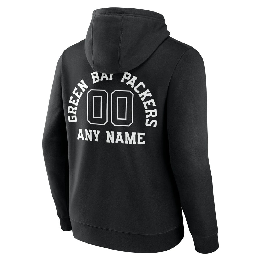 Green Bay Packers Personalized Name & Number Pullover Hoodie - Black - NFL