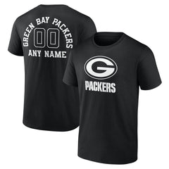 Green Bay Packers Personalized Name & Number Monochrome T-Shirt - Black - NFL