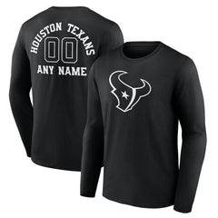 Houston Texans Personalized Name & Number Monochrome Long Sleeve T-Shirt - Black - NFL