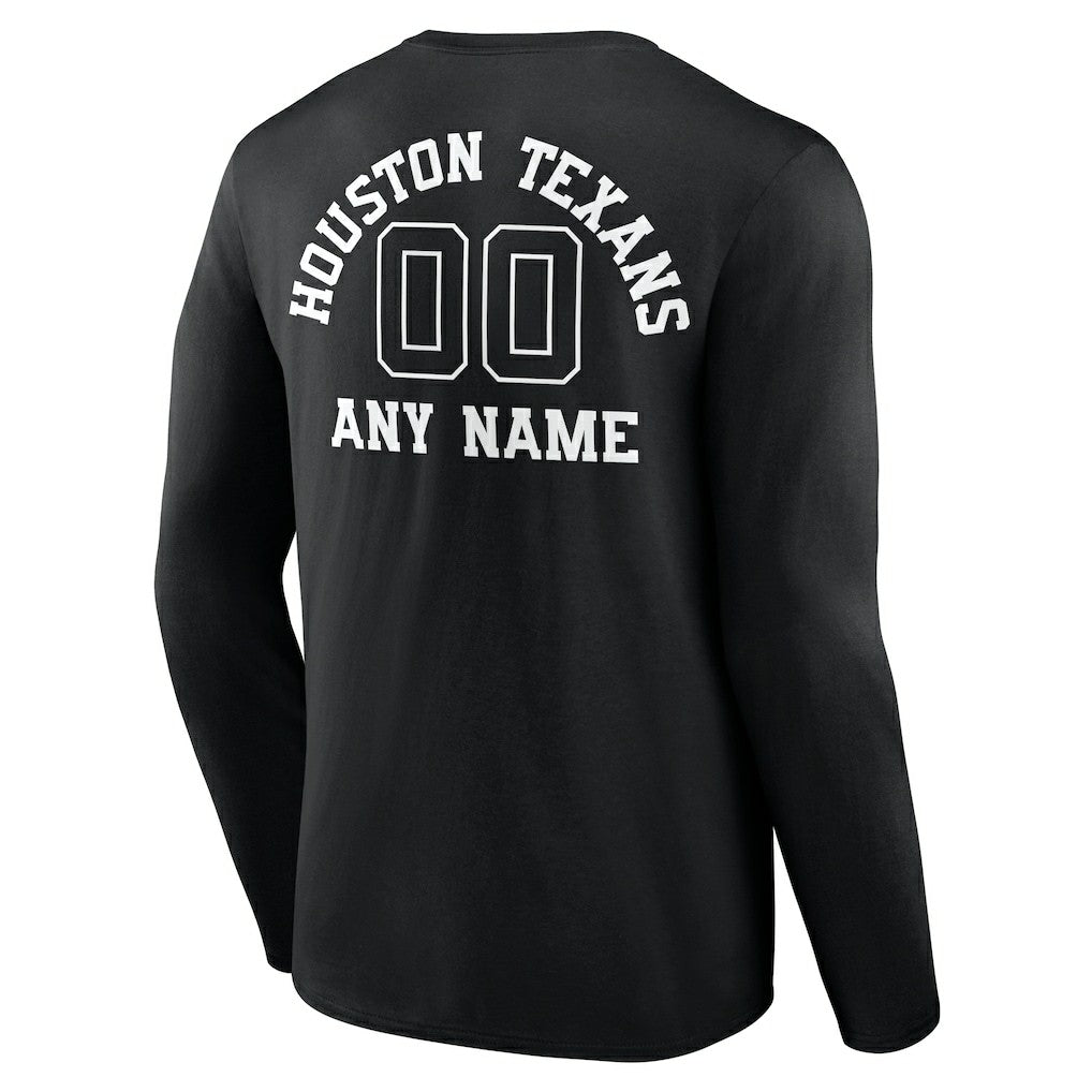 Houston Texans Personalized Name & Number Monochrome Long Sleeve T-Shirt - Black - NFL