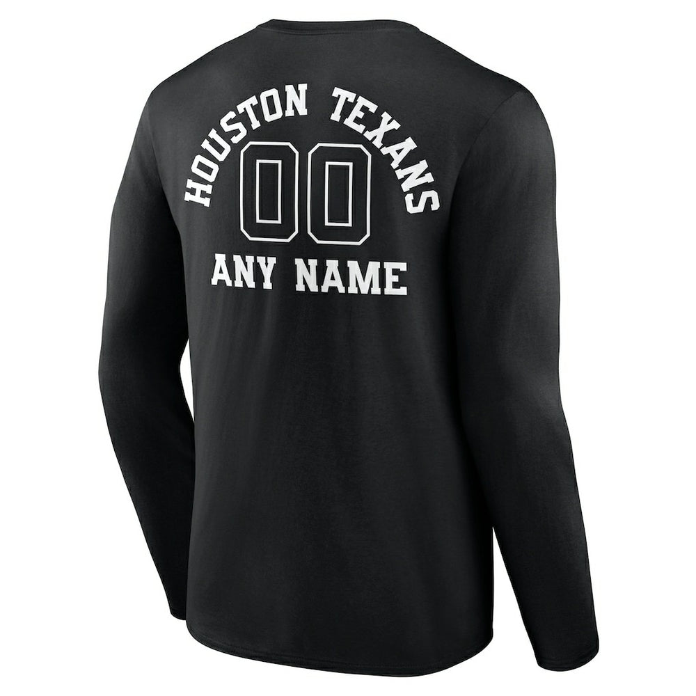 Houston Texans Personalized Name & Number Monochrome Long Sleeve T-Shirt - Black - NFL