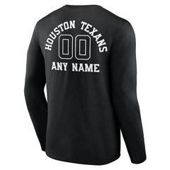 Houston Texans Personalized Name & Number Monochrome Long Sleeve T-Shirt - Black - NFL