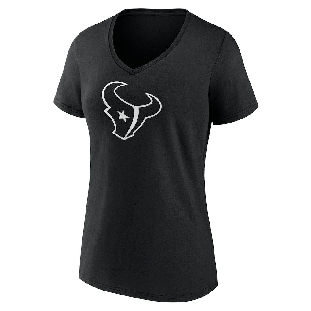 Houston Texans Women's Personalized Name & Number Monochrome V-Neck T-Shirt - Black - NFL