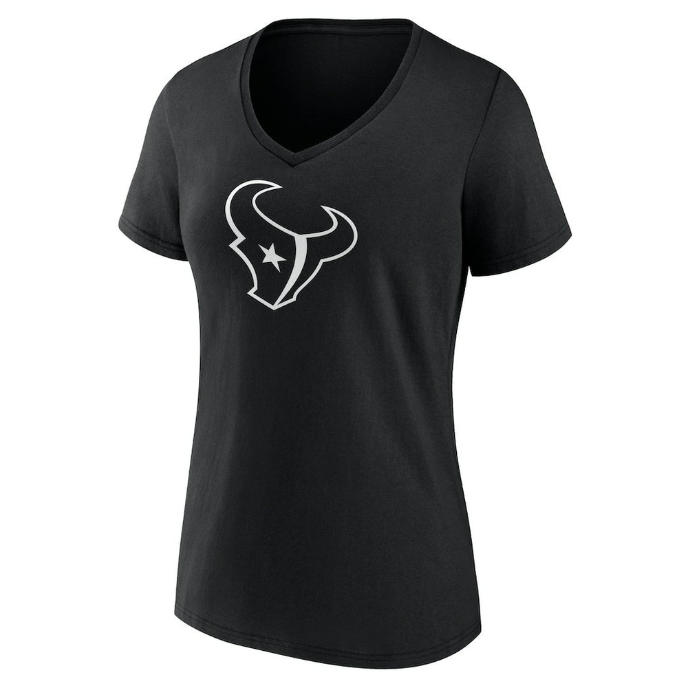 Houston Texans Women's Personalized Name & Number Monochrome V-Neck T-Shirt - Black - NFL