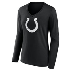 Indianapolis Colts Women's Personalized Name & Number Monochrome Long Sleeve V-Neck T-Shirt - Black - NFL