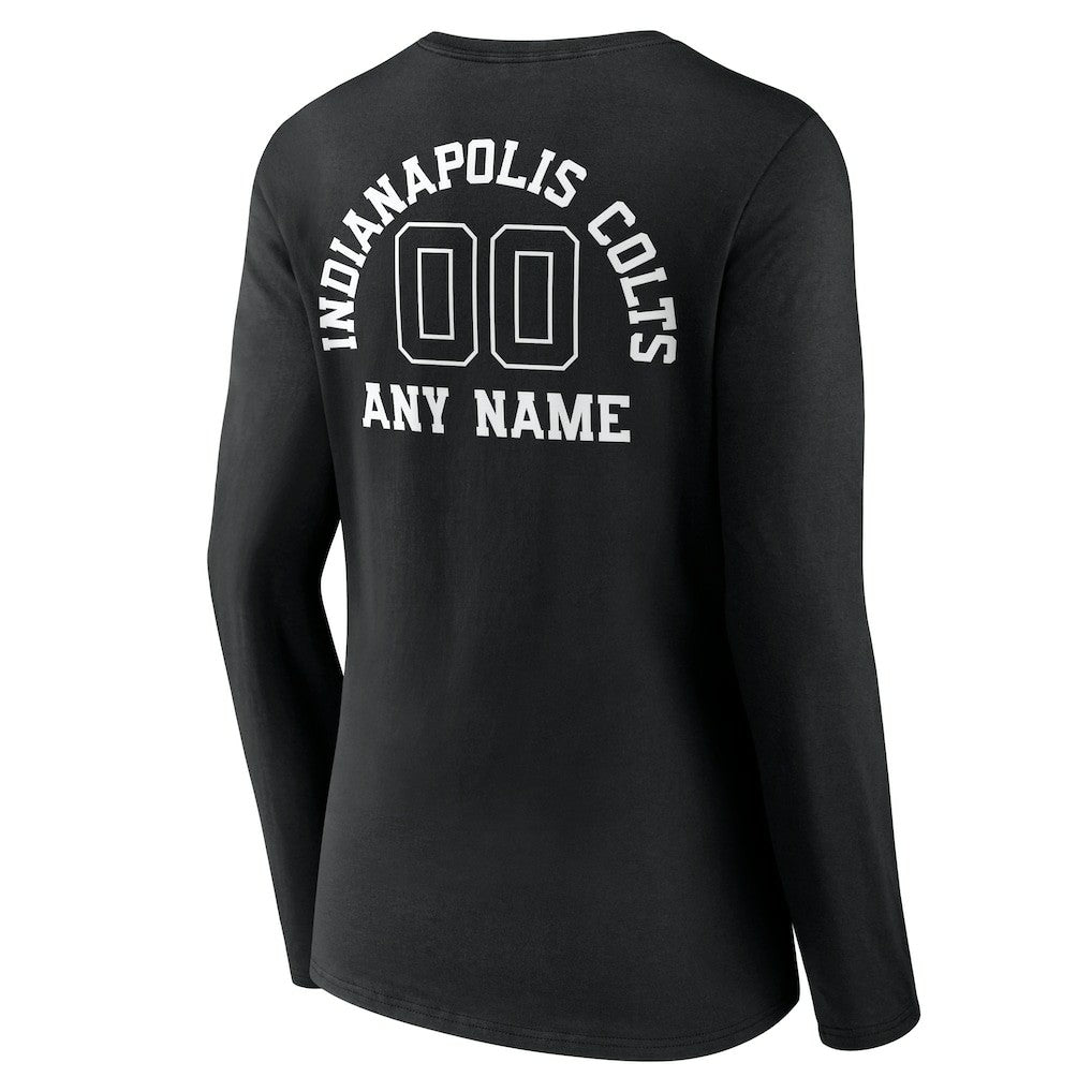 Indianapolis Colts Women's Personalized Name & Number Monochrome Long Sleeve V-Neck T-Shirt - Black - NFL