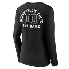 Indianapolis Colts Women's Personalized Name & Number Monochrome Long Sleeve V-Neck T-Shirt - Black - NFL