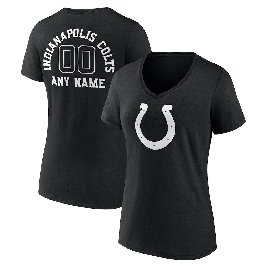 Indianapolis Colts Women's Personalized Name & Number Monochrome V-Neck T-Shirt - Black - NFL