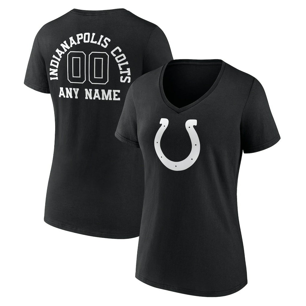 Indianapolis Colts Women's Personalized Name & Number Monochrome V-Neck T-Shirt - Black - NFL