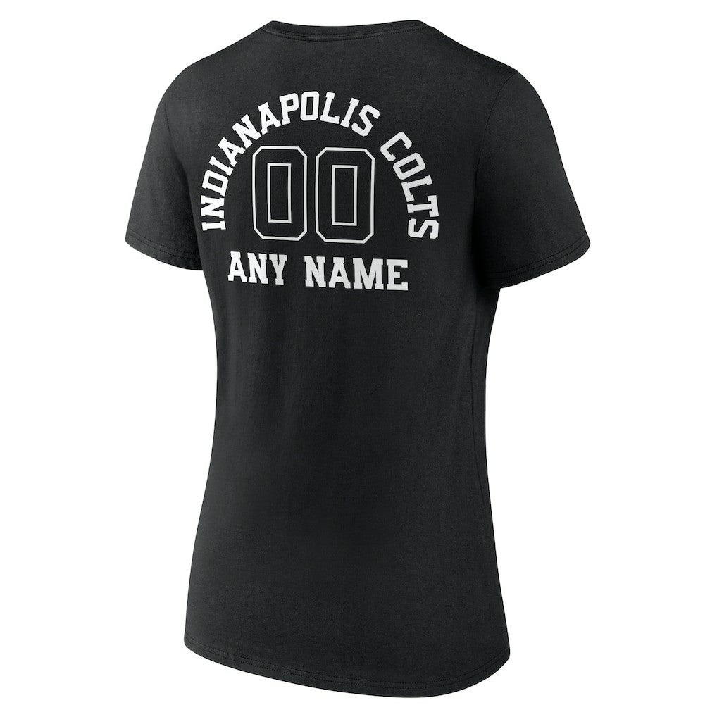 Indianapolis Colts Women's Personalized Name & Number Monochrome V-Neck T-Shirt - Black - NFL