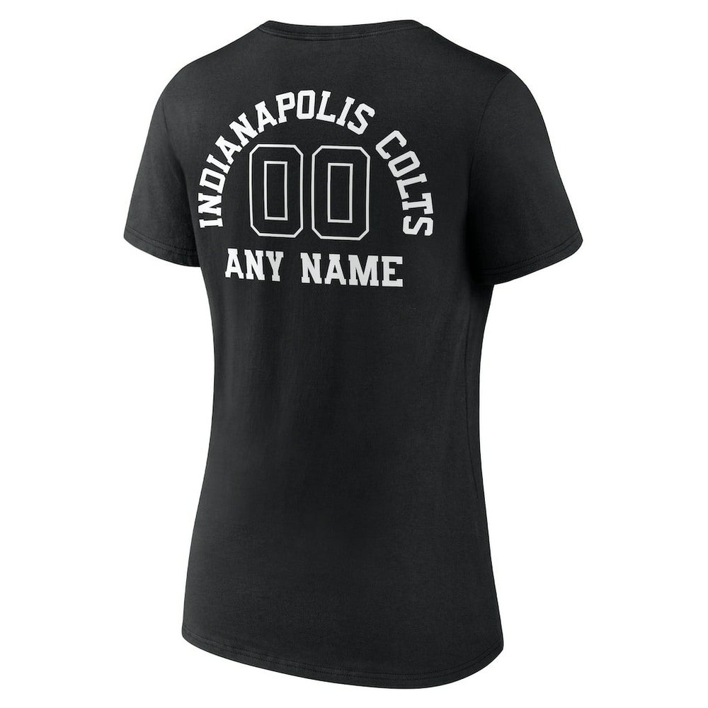 Indianapolis Colts Women's Personalized Name & Number Monochrome V-Neck T-Shirt - Black - NFL