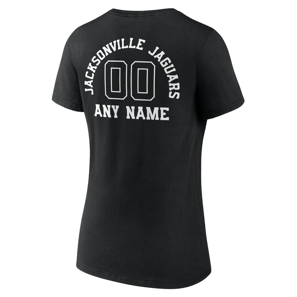 Jacksonville Jaguars Women's Personalized Name & Number Monochrome V-Neck T-Shirt - Black - NFL