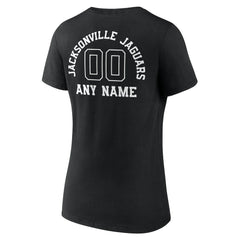 Jacksonville Jaguars Women's Personalized Name & Number Monochrome V-Neck T-Shirt - Black - NFL