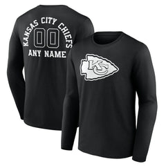 Kansas City Chiefs Personalized Name & Number Monochrome Long Sleeve T-Shirt - Black - NFL