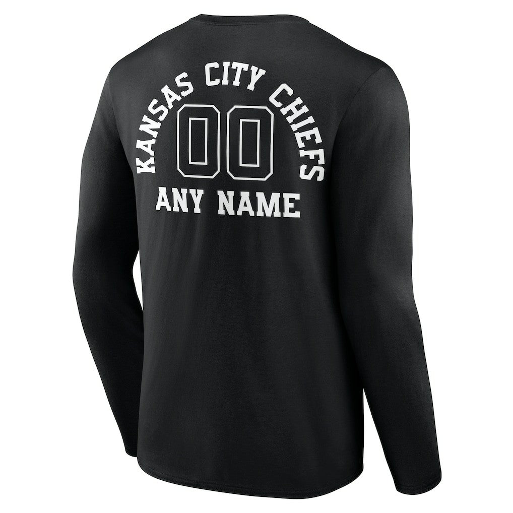 Kansas City Chiefs Personalized Name & Number Monochrome Long Sleeve T-Shirt - Black - NFL