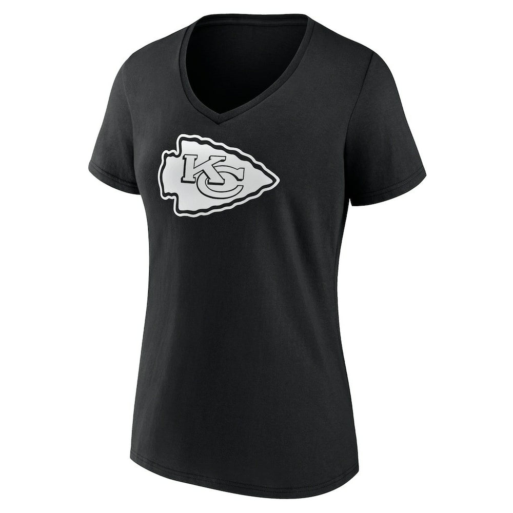 Kansas City Chiefs Women's Personalized Name & Number Monochrome V-Neck T-Shirt - Black - NFL
