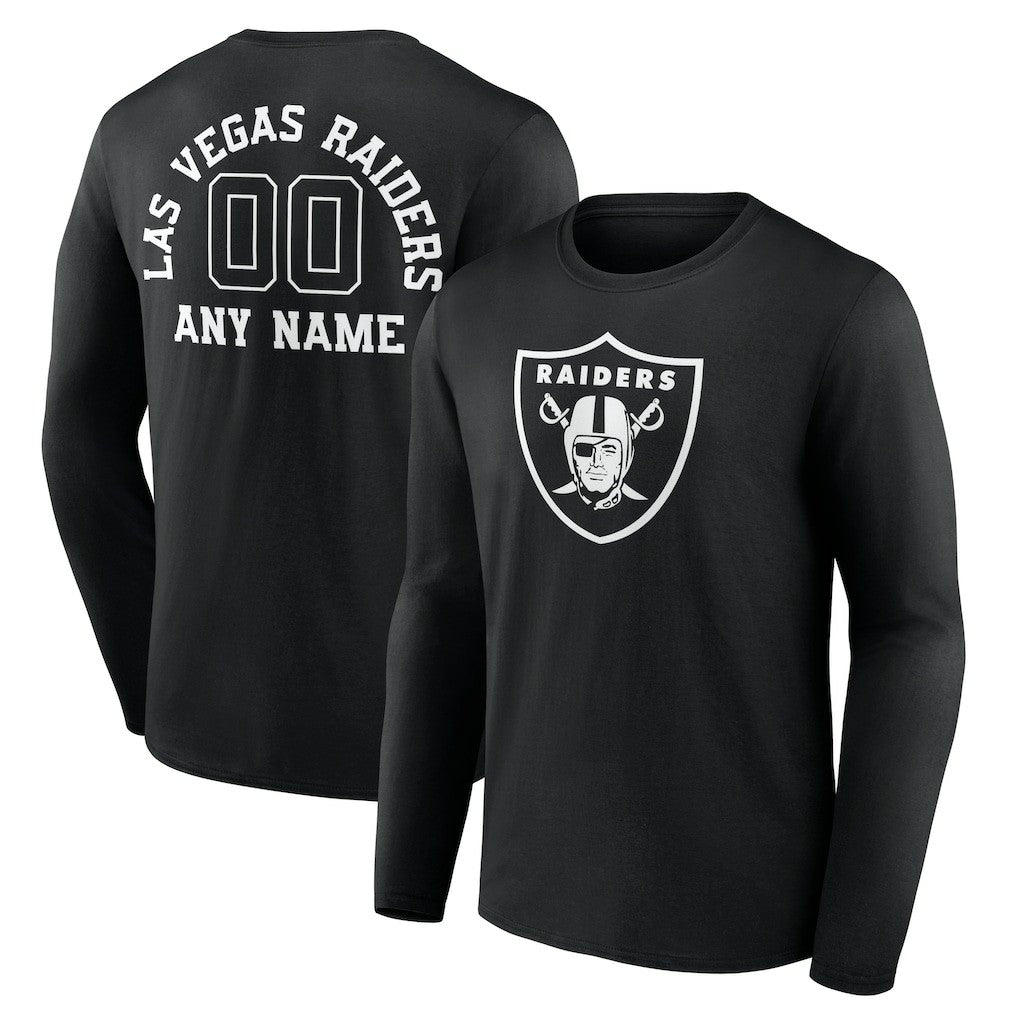Las Vegas Raiders Personalized Name & Number Monochrome Long Sleeve T-Shirt - Black - NFL