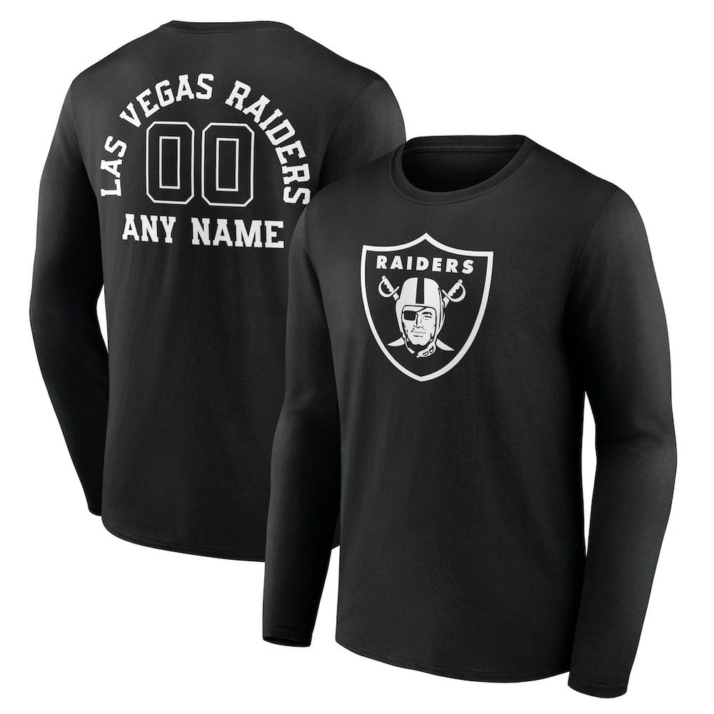 Las Vegas Raiders Personalized Name & Number Monochrome Long Sleeve T-Shirt - Black - NFL