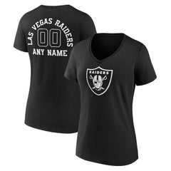 Las Vegas Raiders Women's Personalized Name & Number Monochrome V-Neck T-Shirt - Black - NFL