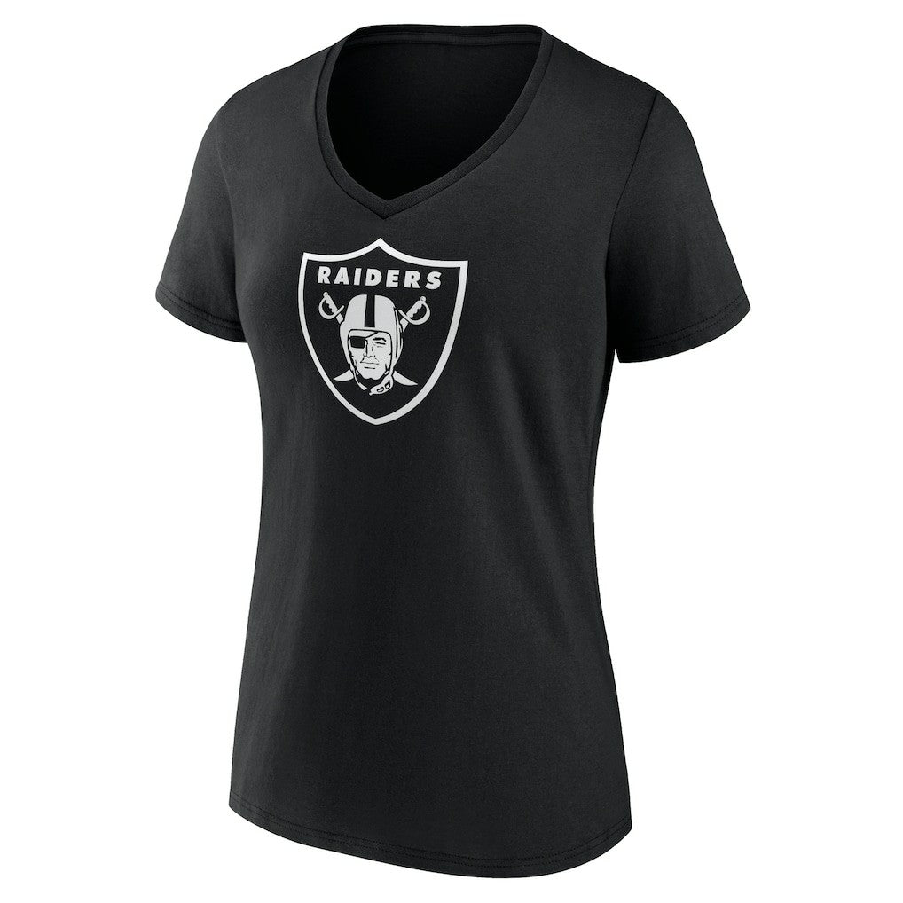 Las Vegas Raiders Women's Personalized Name & Number Monochrome V-Neck T-Shirt - Black - NFL