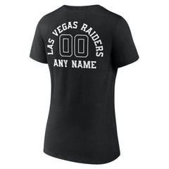 Las Vegas Raiders Women's Personalized Name & Number Monochrome V-Neck T-Shirt - Black - NFL