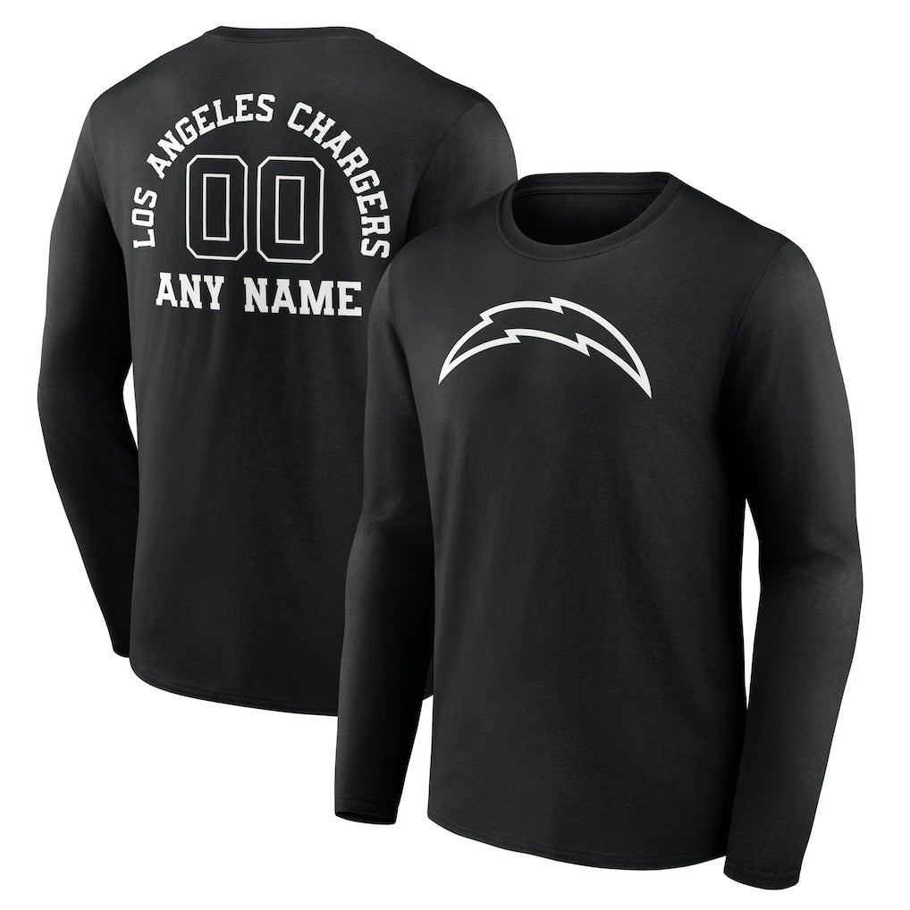 Los Angeles Chargers Personalized Name & Number Monochrome Long Sleeve T-Shirt - Black - NFL