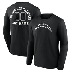 Los Angeles Chargers Personalized Name & Number Monochrome Long Sleeve T-Shirt - Black - NFL