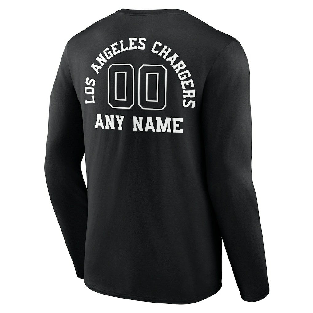 Los Angeles Chargers Personalized Name & Number Monochrome Long Sleeve T-Shirt - Black - NFL