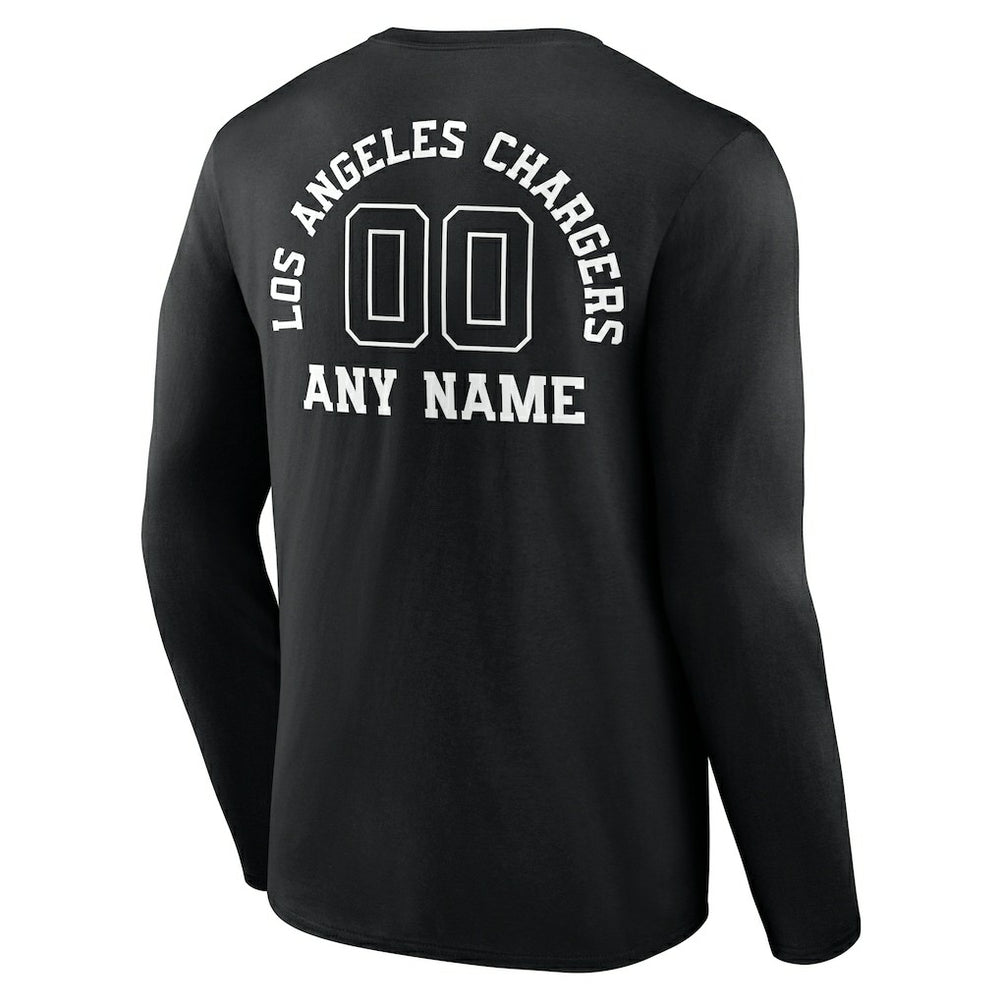 Los Angeles Chargers Personalized Name & Number Monochrome Long Sleeve T-Shirt - Black - NFL