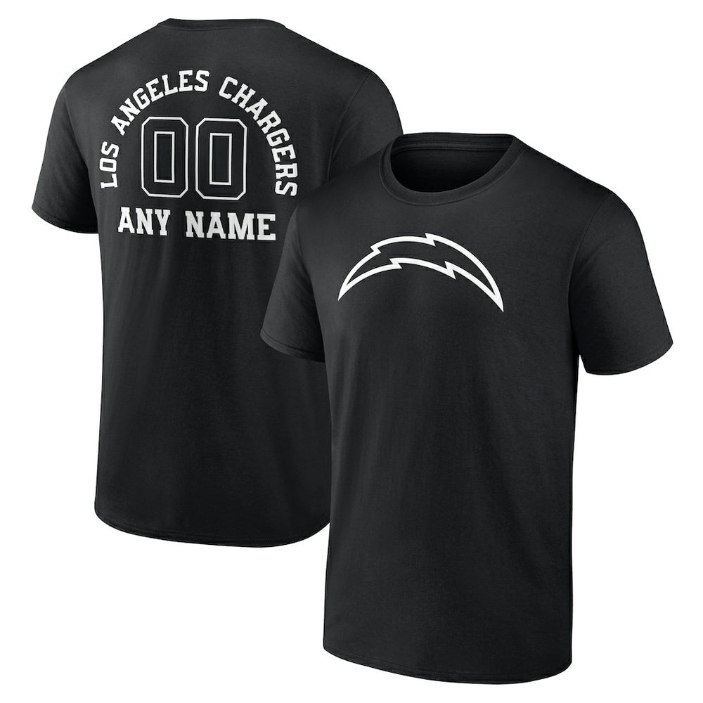 Los Angeles Chargers Personalized Name & Number Monochrome T-Shirt - Black - NFL