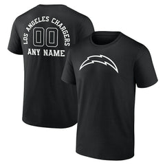 Los Angeles Chargers Personalized Name & Number Monochrome T-Shirt - Black - NFL
