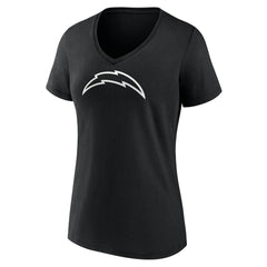 Los Angeles Chargers Women's Personalized Name & Number Monochrome V-Neck T-Shirt - Black - NFL
