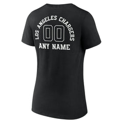 Los Angeles Chargers Women's Personalized Name & Number Monochrome V-Neck T-Shirt - Black - NFL