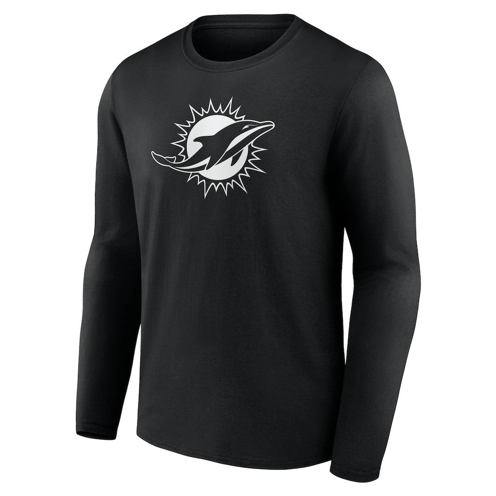 Miami Dolphins Personalized Name & Number Monochrome Long Sleeve T-Shirt - Black - NFL