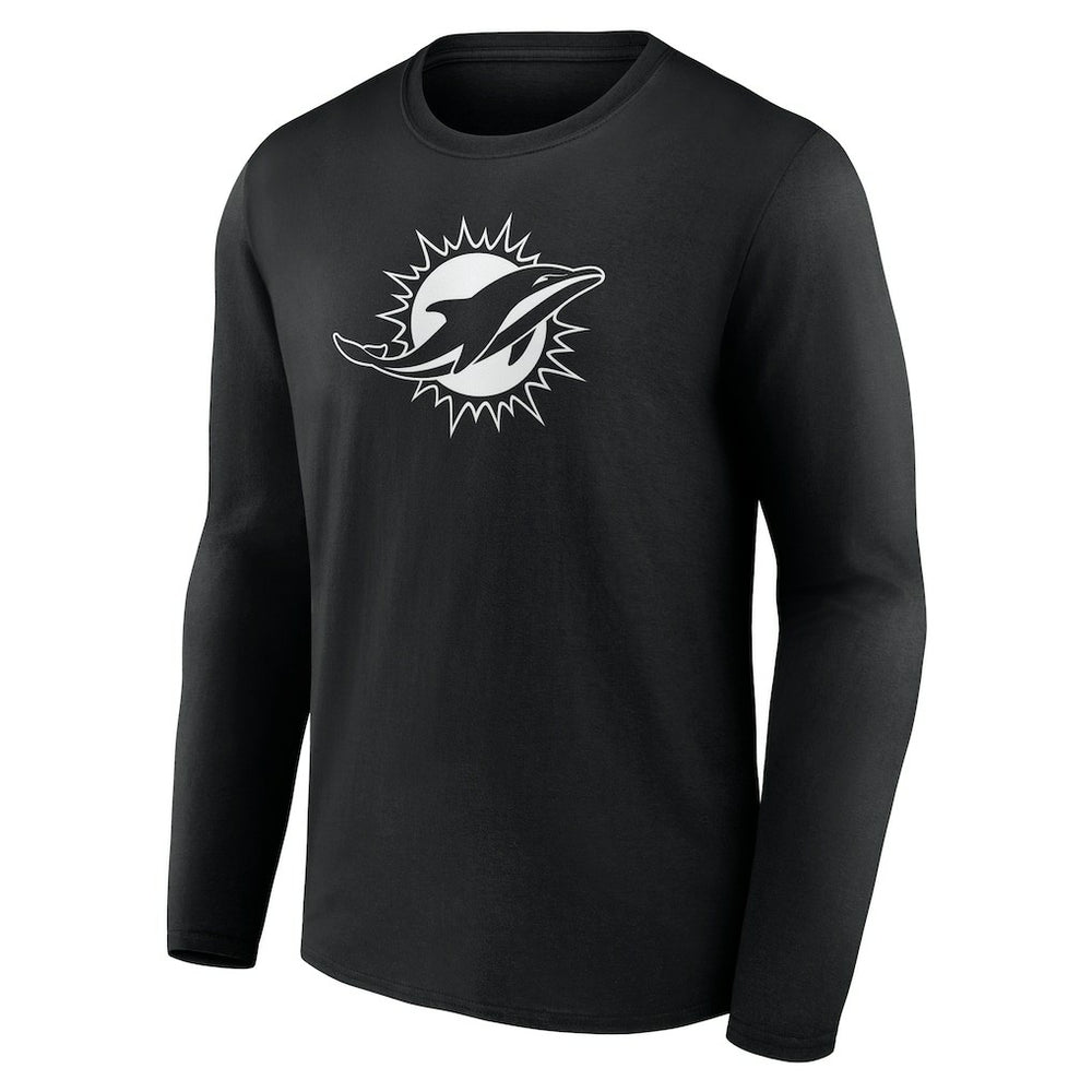 Miami Dolphins Personalized Name & Number Monochrome Long Sleeve T-Shirt - Black - NFL