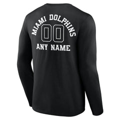 Miami Dolphins Personalized Name & Number Monochrome Long Sleeve T-Shirt - Black - NFL